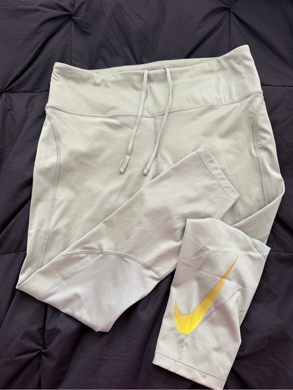 Nike Light Green Leggings with Yellow Swoosh